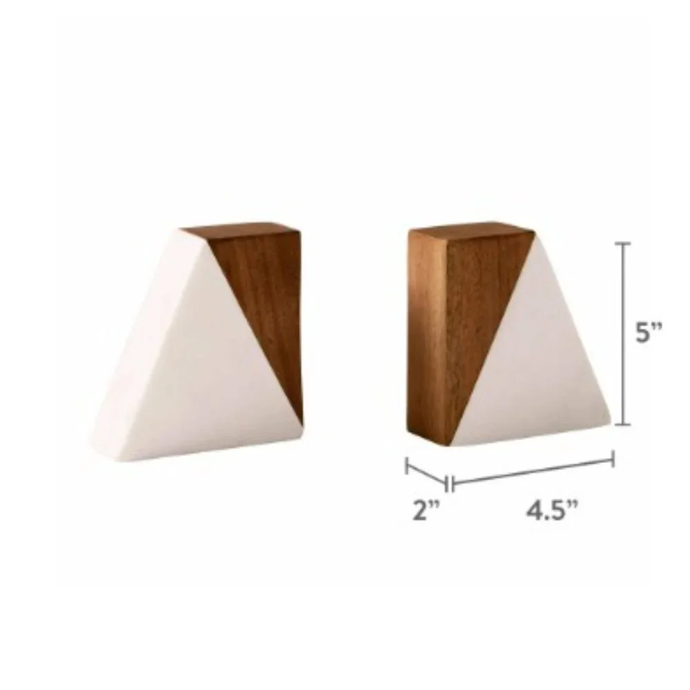 Wood and Marble Bookends, 1.77" x 4.56" - Picture 4 of 5